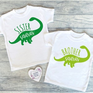 Brother and Sister Dinosaur T-shirt | Keepsake T-shirts | Brother Dino T-shirt | Sister Dino T-shirt | Sibling Dinosaur T-shirts | Matching