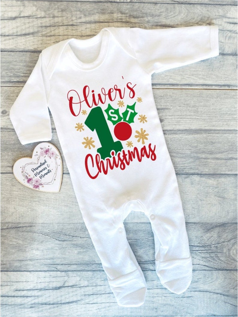Keepsake T-shirt Baby Grow Vest Personalised Baby's First Christmas Clothing Baby's 1st Christmas Christmas T-shirt Christmas Gift