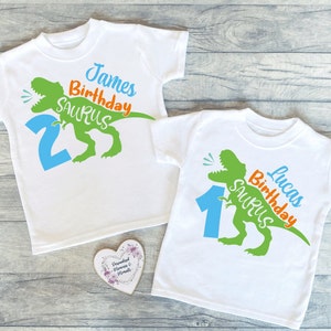 Personalised Dinosaur Number Birthday T-Shirt: T-Rex 1st Keepsake Party Outfit, Custom Clothing Child Gift
