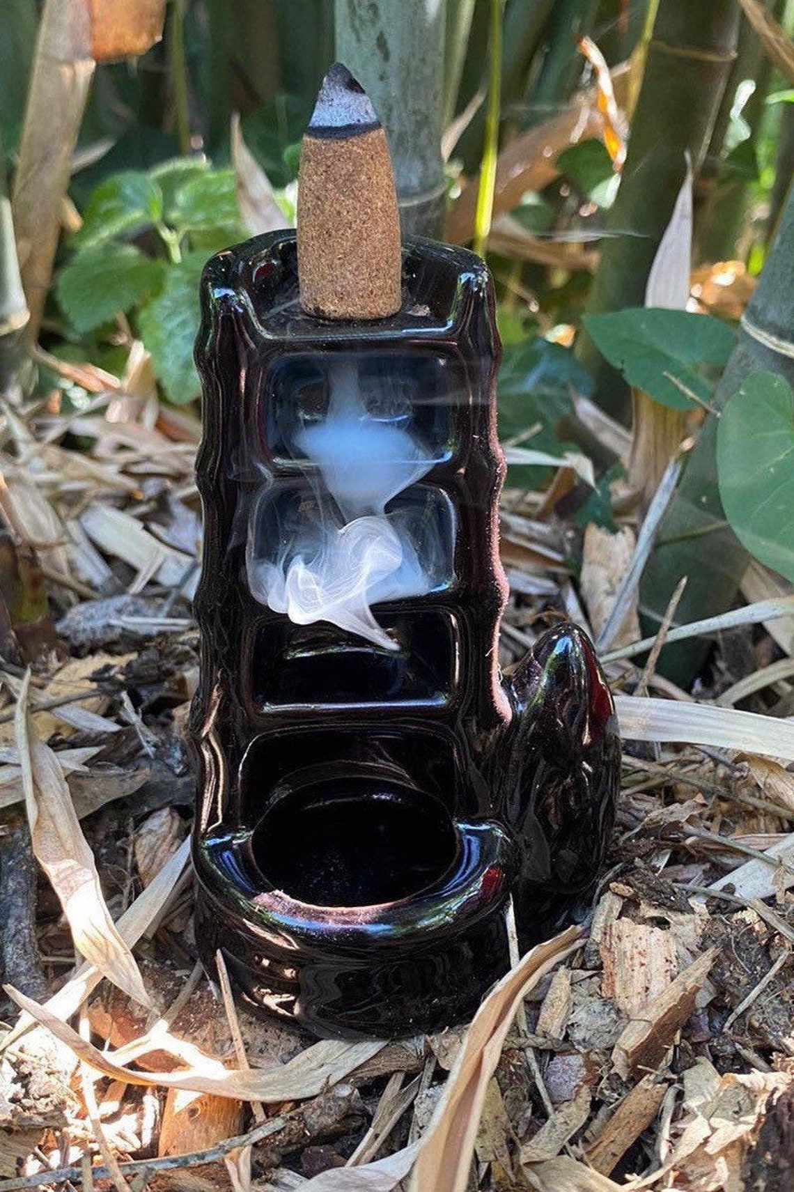 Bamboo Fountain Back flow Incense Burner Etsy