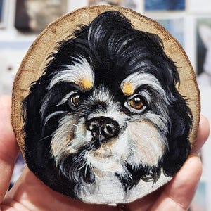 Spécial fête des pères *** ornement de portrait d'animal de compagnie personnalisé peint à la main chien chat animal cadeau