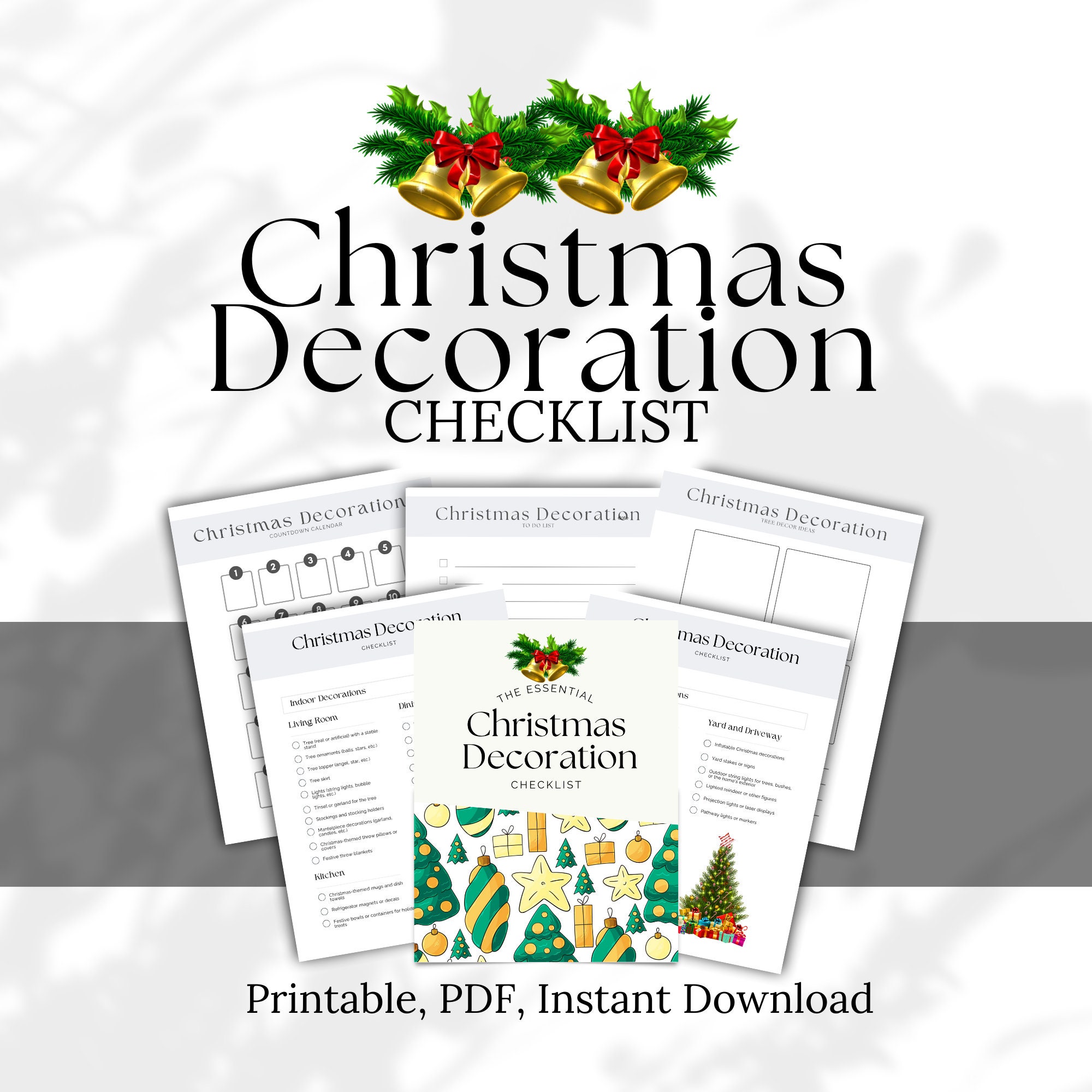 Deconation Rotation List Printable Holiday Season Decorating Planner Checklist, Christmas ...