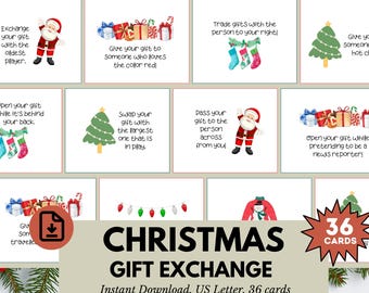 Christmas Gift Exchange Game, White elephant Gift Exchange Game, Pass the gift game, Holiday Gift Swap game, Christmas Office Party game