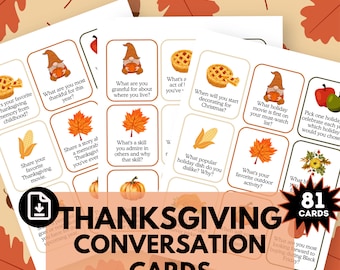 81 Conversation Cards Pdf, Family Conversation Card, Thanksgiving Family Game, Communication Cards, Road Trip Cards, Question Card