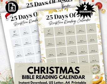 25 Christmas Bible Cards Printable, Christmas advent Scripture Calendar, Christmas Bible Verse for cards, Christmas Scriptures Countdown