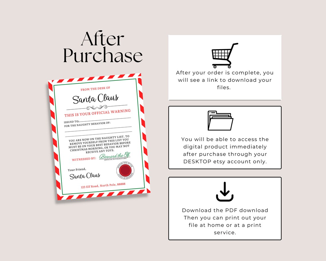Santa Warning Letter Printable, Naughty List Warning, Bad Behavior