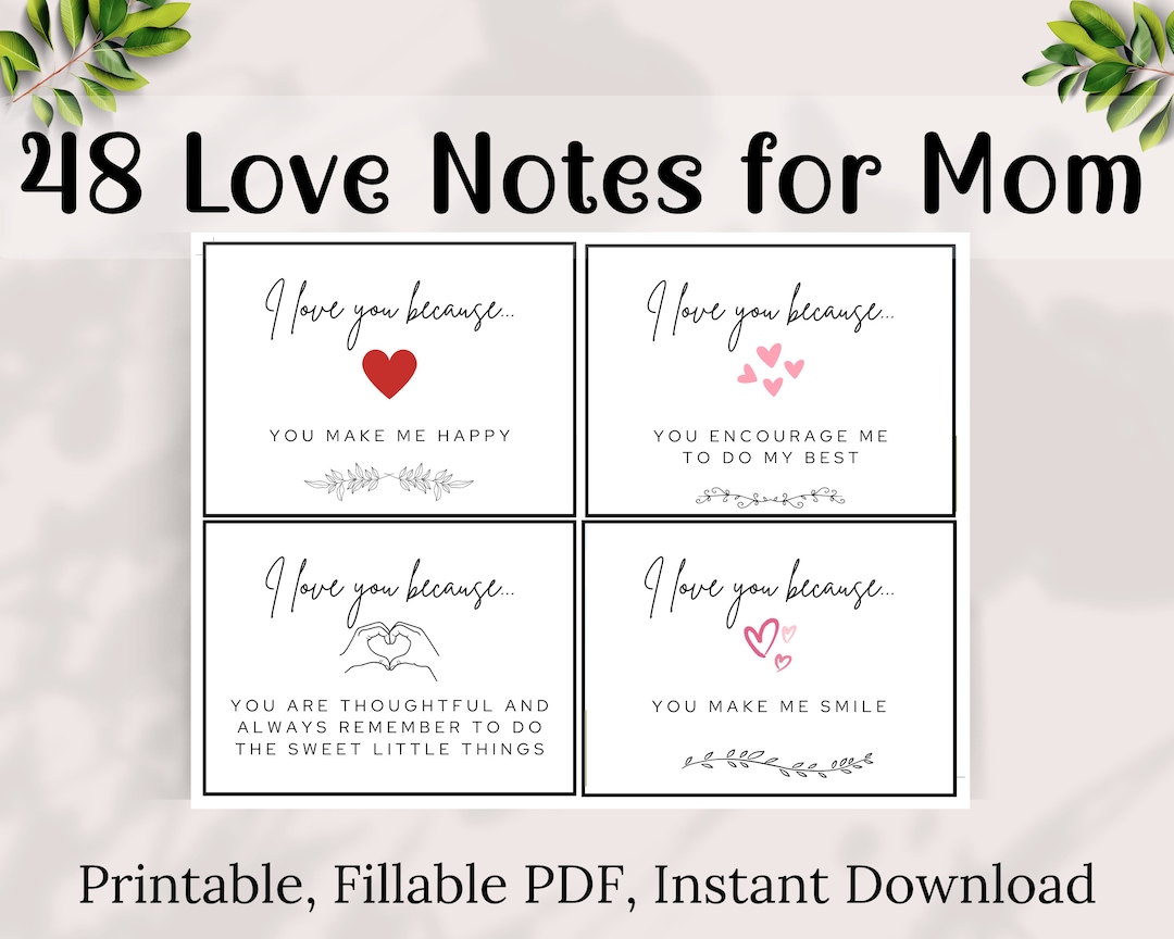Mothers Day Love Notes Printable Love Notes Cards Custom Etsy Mothers Day Love Notes Printable Love Notes Cards Custom Etsy