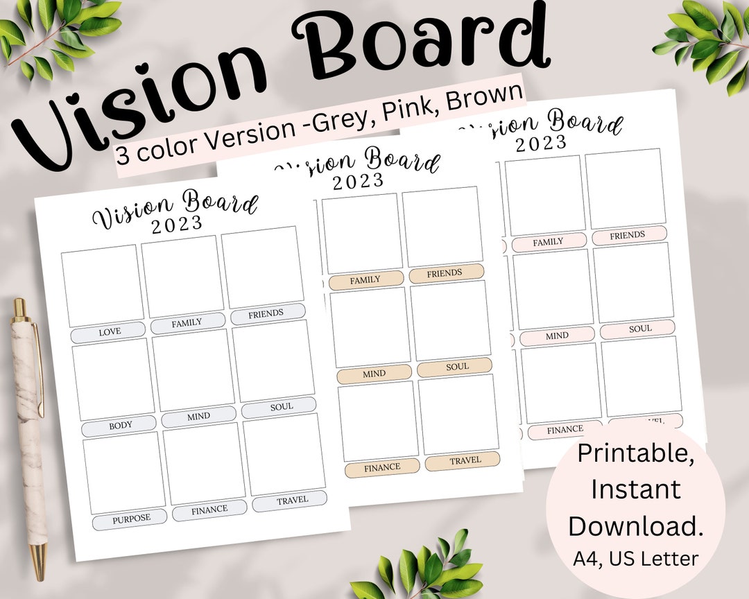 Minimalist 2023 Vision Board Printable, Simple Manifestation Dream ...