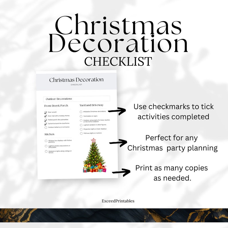 Printable Holiday Season Decorating Planner Checklist, Christmas ...