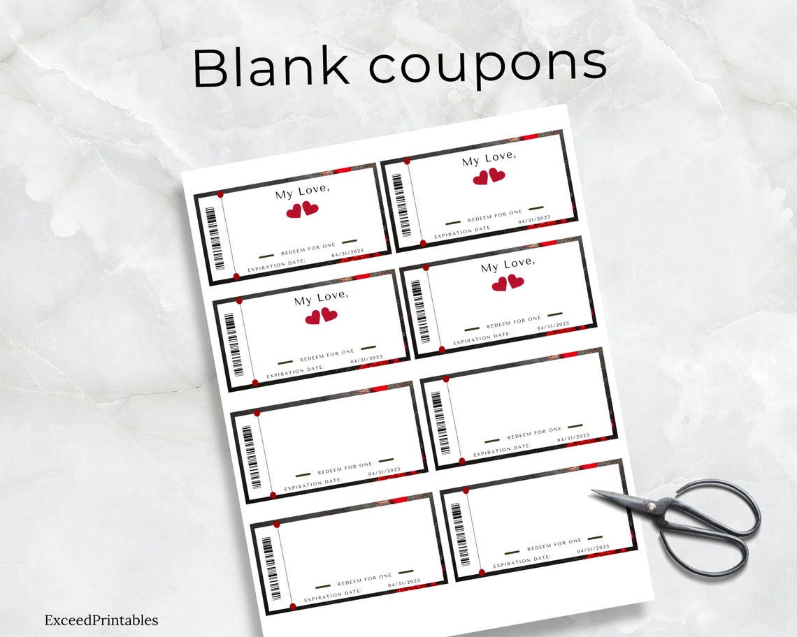 Customizable Love Coupon Book for Him. Printable Valentine’s Day ...