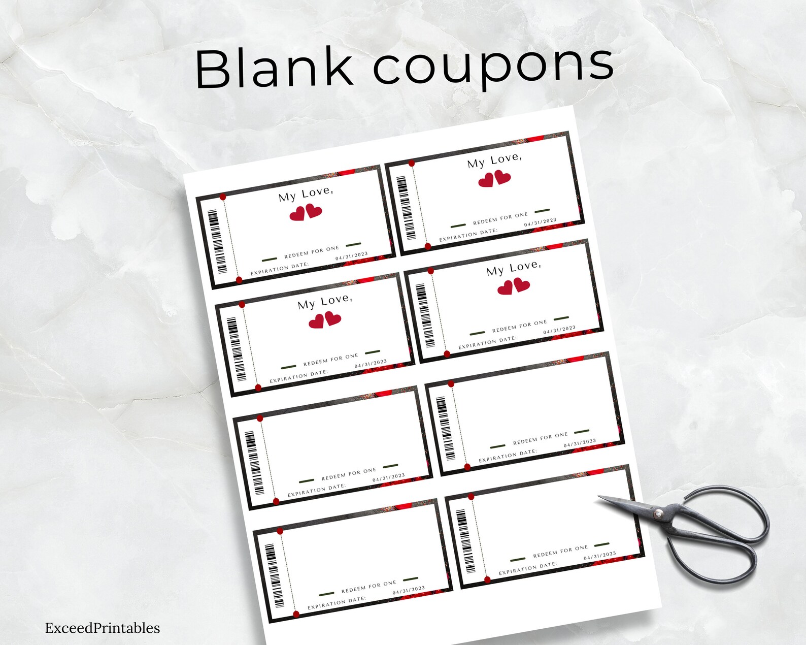 Customizable Love Coupon Book for Him. Printable Valentine’s Day ...