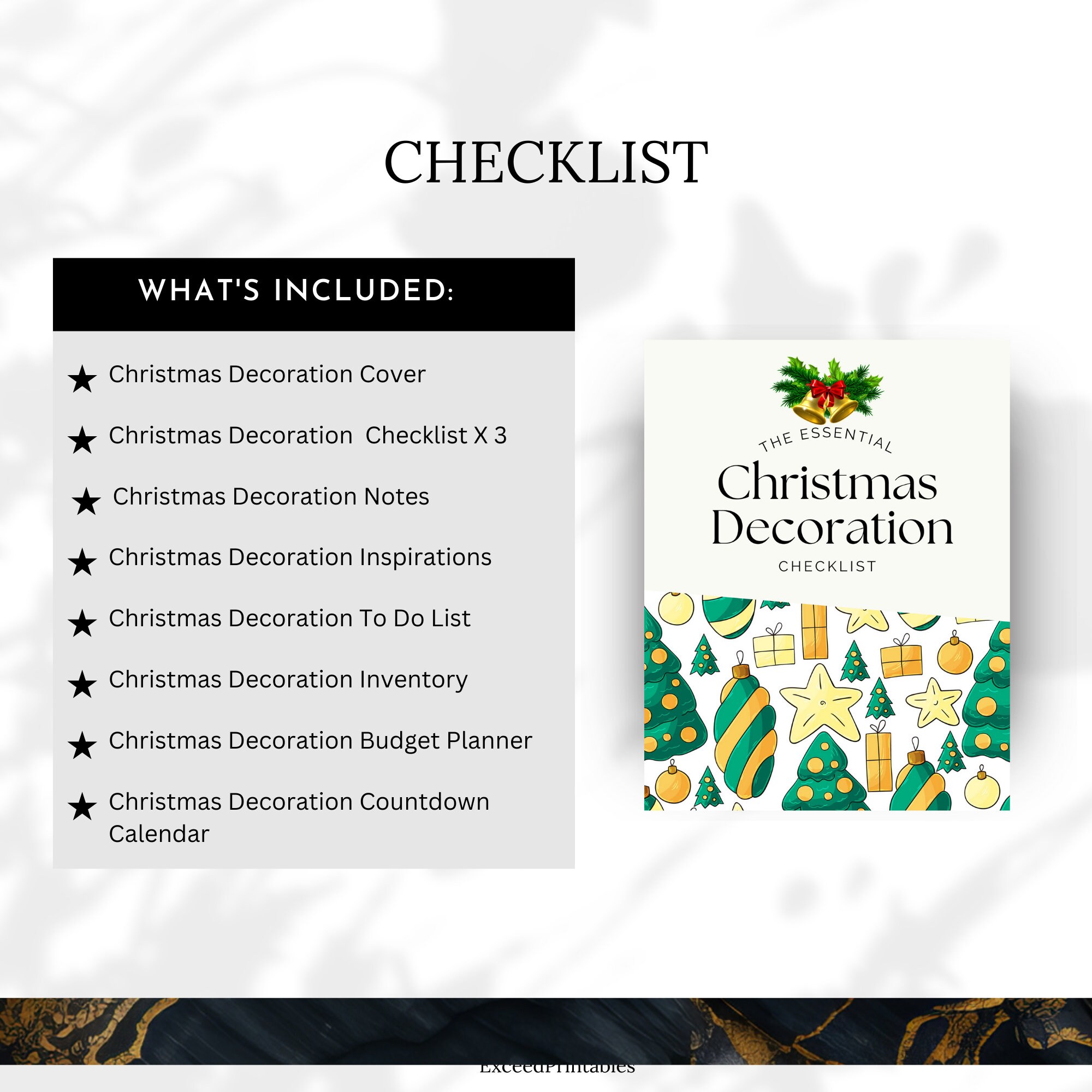 Deconation Rotation List Printable Holiday Season Decorating Planner Checklist, Christmas ...