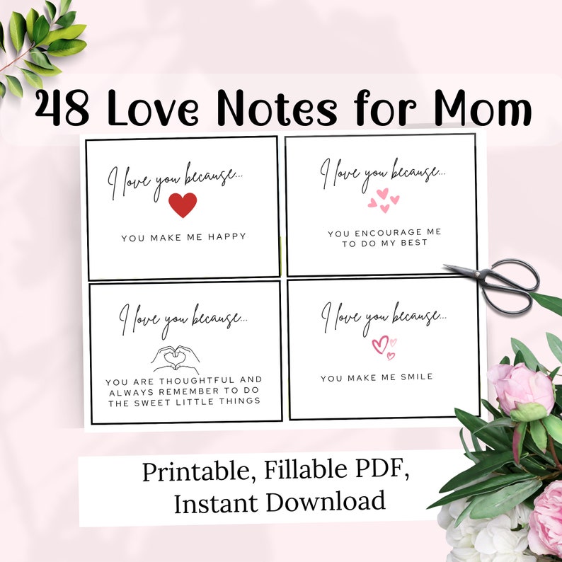 Mother s Day Love Notes Printable Love Notes Cards Custom Love Mother s Day Love Notes Printable Love Notes Cards Custom Love