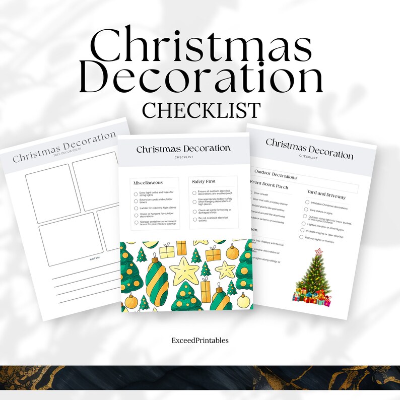 Deconation Rotation List Printable Holiday Season Decorating Planner Checklist, Christmas ...