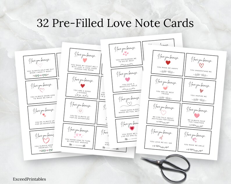Reasons Why I Love You Mom Cards, Printable Love Notes for Mom ...