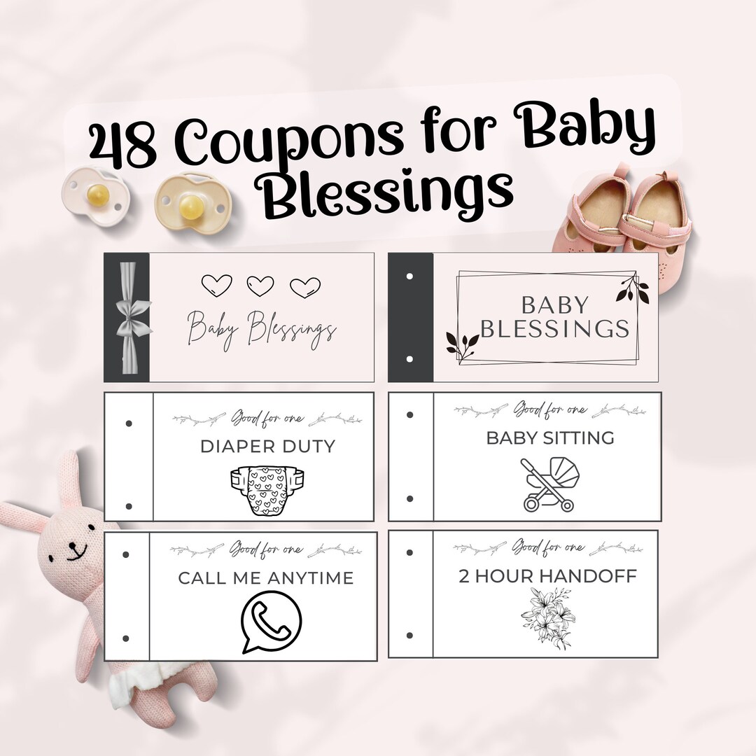 Baby Shower Coupon Book, Baby Shower Wishes, Coupons for Baby Girl Baby Boy, Babysitting Gift