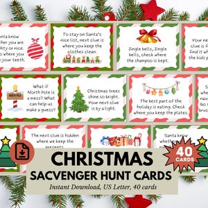 Christmas Advent Calendar Scavenger Hunt Clues, Kids Christmas Treasure Hunt, Printable Puzzle Advent Calendar, Fun Holiday Activity