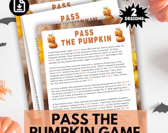 Pass the Pumpkin Game, Halloween Left Right Game, Halloween Pass The pumpkin, Kid Party Game, Printable Halloween Activity, Pass The Prize