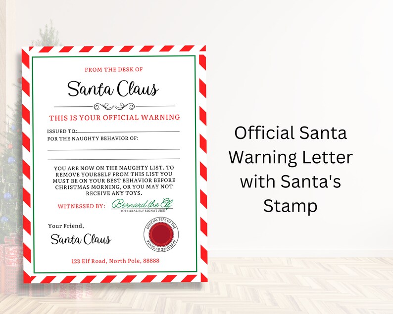 Santa Warning Letter Printable, Naughty List Warning, Bad Behavior ...