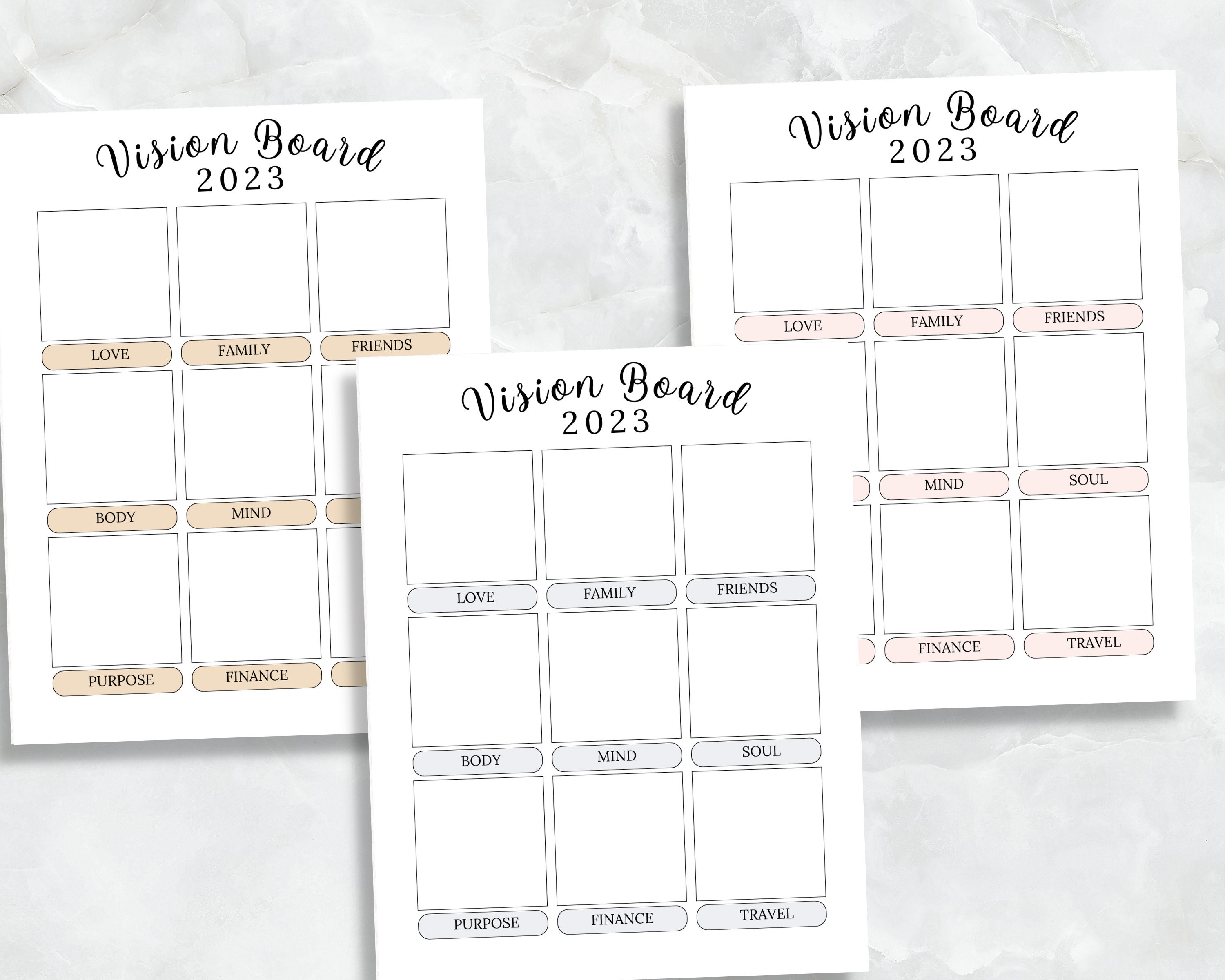 Minimalist 2023 Vision Board Printable Simple Manifestation Dream