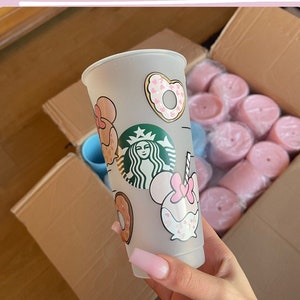 Disney Inspired Treats inspired Starbucks Venti Cold Cup Reusable with straw - Rose Gold Disney Candy Magical Castle Gift