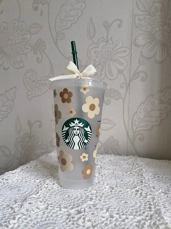 Pink Starbucks Retro Flower Tumblr Venti Cold Cup Reusable Limited Ed Iced  Coffee Cup Frosted 24oz 