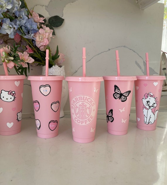 Personalised Cold Cup With Straw, Starbucks Inspired, Pastel