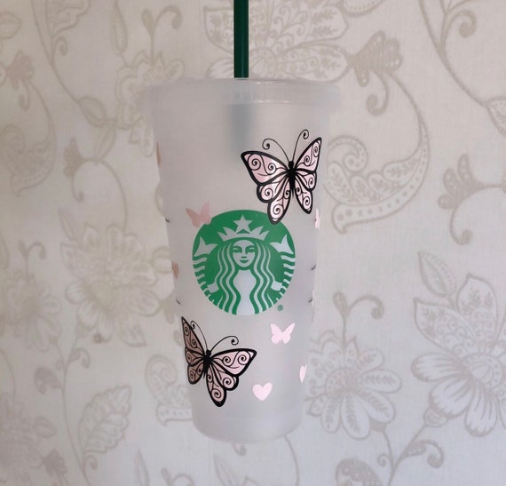 1 Starbucks butterfly Venti Reusable Iced Cold Coffee Cup -SAME