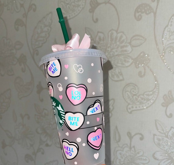 Pink Starbucks Retro Flower Tumblr Venti Cold Cup Reusable Limited Ed Iced  Coffee Cup Frosted 24oz 