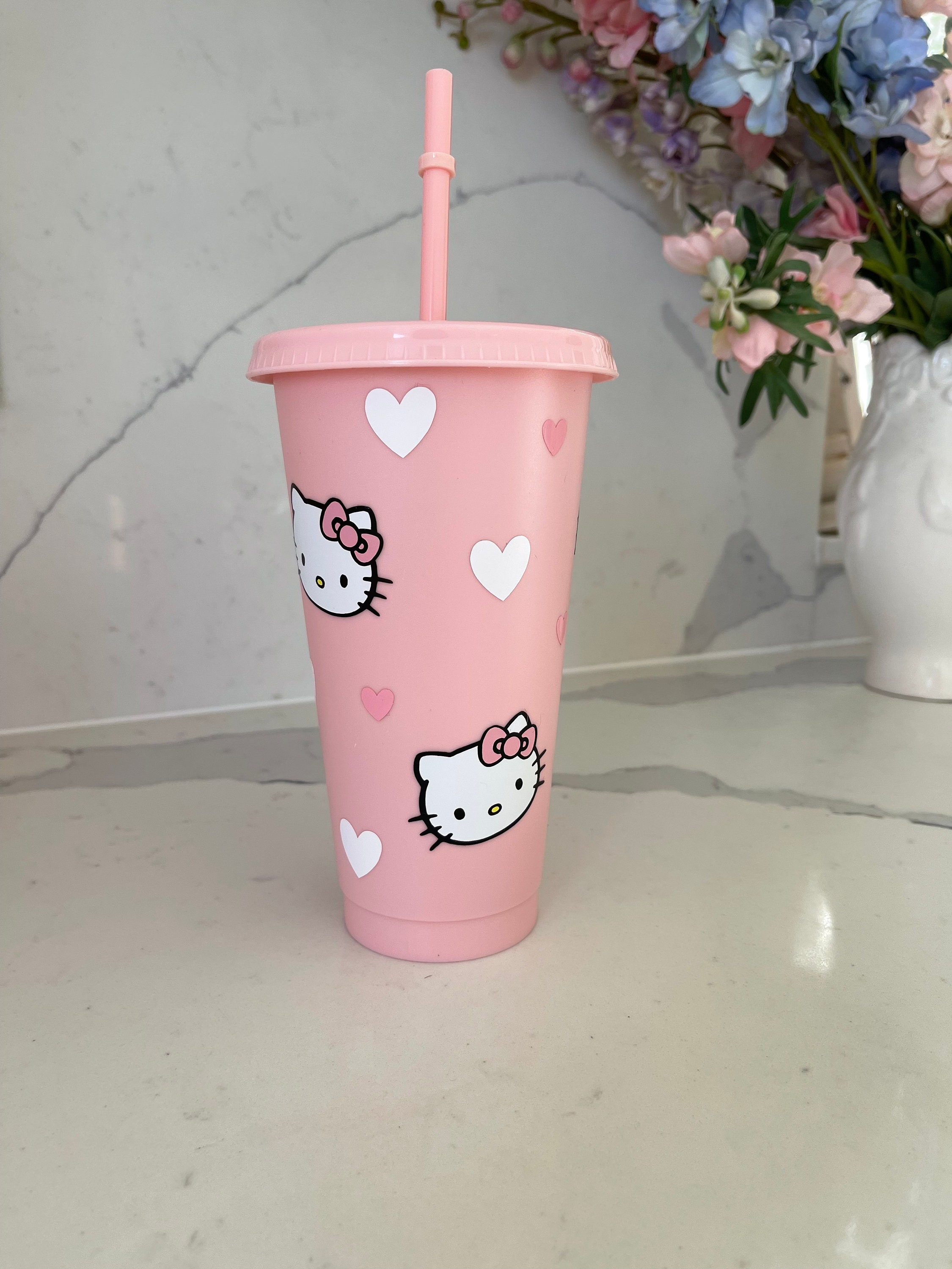 Starbucks Kitty Inspired Tumblr Venti Cold Cup Reusable Iced Coffee Cup  Frosted 24oz Bow Pink Personalised Girly Kawaii Lid Straw Cute