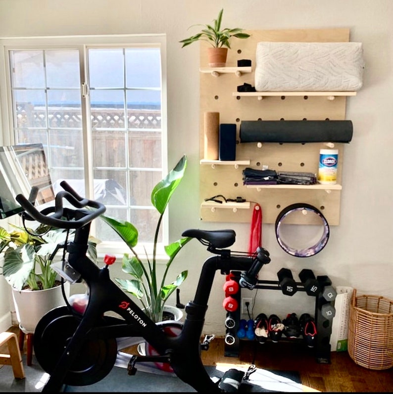 Modern Wood Pegboard Shelf: Large Rectangle 36 x 48 / Minimalist Shelving / Trendy Wall Shelf / Wooden Wall Shelf image 3