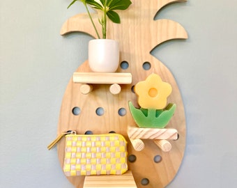 Pineapple Pegboard, decor, gift, organization, wall art, home decor, jewelry, plants, handmade gift,