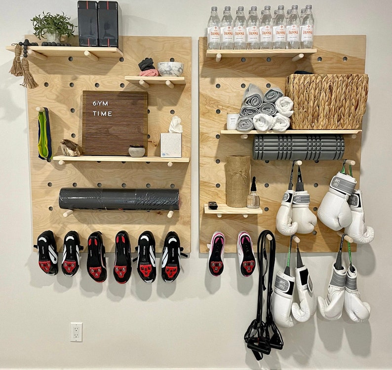 Modern Wood Pegboard Shelf: Large Rectangle 36 x 48 / Minimalist Shelving / Trendy Wall Shelf / Wooden Wall Shelf image 6