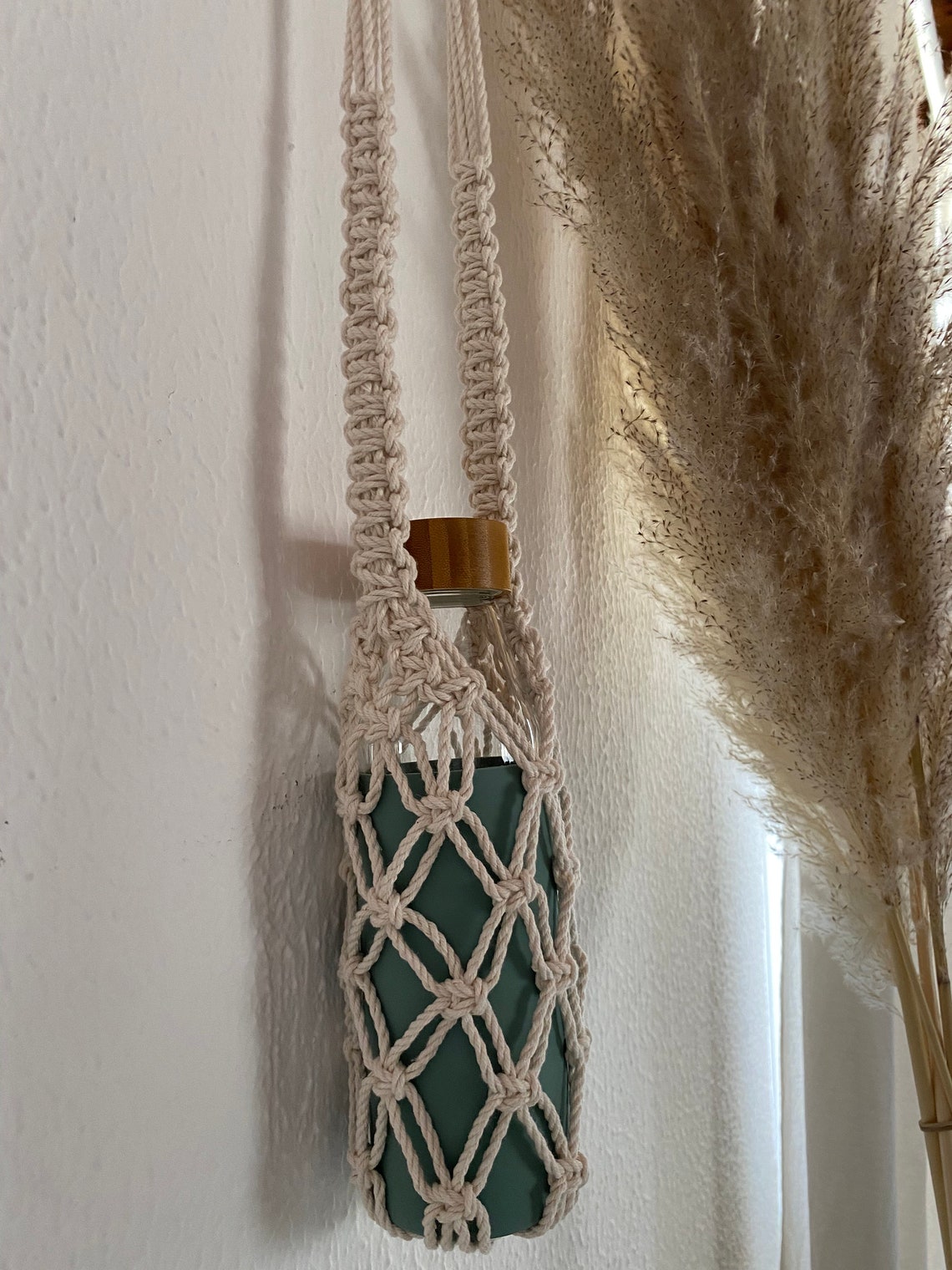 Macrame Water Bottle Holder Reusable Carrier Macrame Etsy