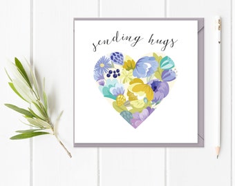 Sending Hugs Card | Pastel Flowers | Thinking of You | A6 - Etsy UK