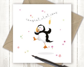 Congratulations- cute puffin congratulations greetings card