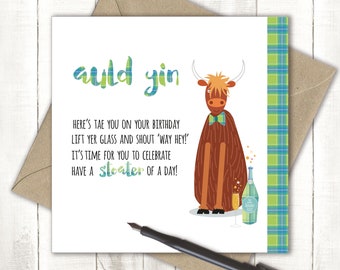 Funny Highland Cow Scottish Birthday Card – Auld Yin