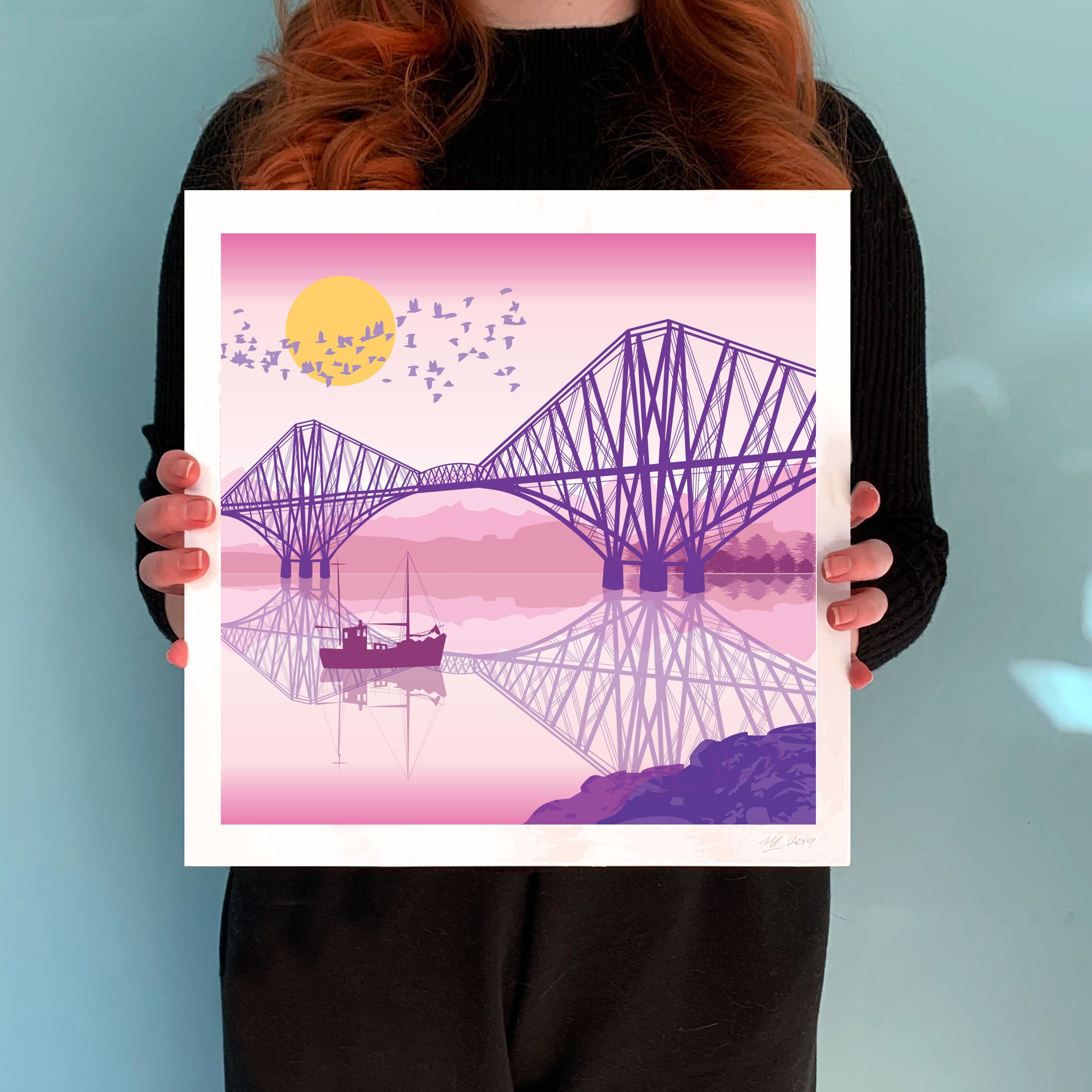 Forth Bridge Art Print Forth Rail Bridge Wall Art Graphic Print Dusk 