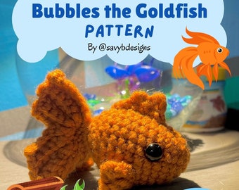 Bubbles the Goldfish | Goldfish Crochet Pattern | Amigurumi Pattern | English PDF Pattern | Fish | Aquarium | Pet