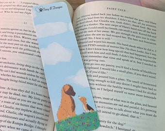 Dogs in a Field of Flowers Bookmark | Chloe and Duke
