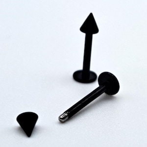 Boucles d'oreilles en métal avec pointe noire ou tige ronde, longueur d'oreille, labret, labret, cartilage, tragus, piercing Helix, bijoux de corps à pointes d'haltères des années 90