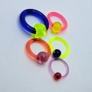 UV Acrylic Septum Ring Hoop CBR Pincher Barbell Piercing Nose Ear 6G 8G 10G 12G 14G Blue Red Pink Purple Green Clear Ball PBR Jewelry 90s