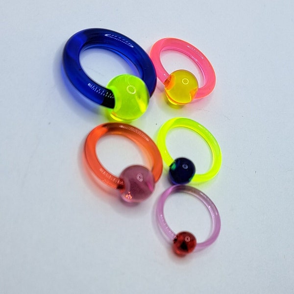 UV Acrylic Septum Ring Hoop CBR Pincher - Barbell Piercing Nose Ear 6G 8G 10G 12G 14G Blue Red Pink Purple Green Clear Ball PBR Body Jewelry