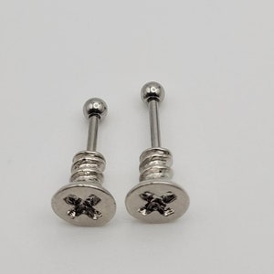 16g Screw Earring Tragus Piercing Stud Silver Barbell Surgical Steel 90s y2k 6mm 8mm Labret Cartilage Helix Monroe Conch Daith Body Jewelry