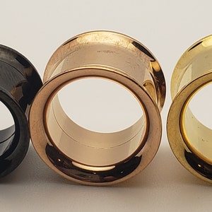 Pair Rose Gold Tunnels Ear Stretcher Steel Earring Gauges Plugs Spacers Stretcher Stretching Piercing Lobe Jewelry 2g 12mm 0g 4g 16mm 18mm