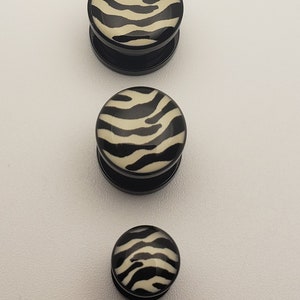 90s y2k emo Zebra Animal Print Schwarz Weiß Plugs Acryl Tunnelschablone Spacer Ohr Stretcher Flesh Schmuck lobe 00g y2k emo