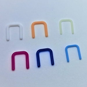 Retainer U-shaped / Horseshoe - Clear Piercing Hide Septum Pincher White Transparent Glow Dark -  14G / 16G  - Bio flexible - Body Jewelry