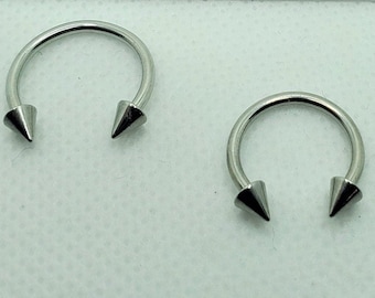 14g 16G Silver Spiked Septum Pincher - Barbell Horseshoe Circular nose ring hoop earring piercing Body Jewelry stud metal 8mm 12mm 14mm ear