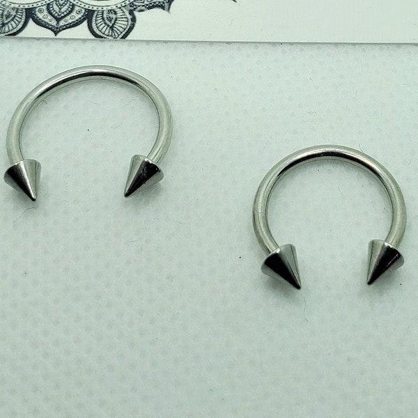 14g 16G Silver Spiked Septum Pincher - Barbell Horseshoe Circular nose ring hoop earring piercing Body Jewelry stud metal 8mm 12mm 14mm ear