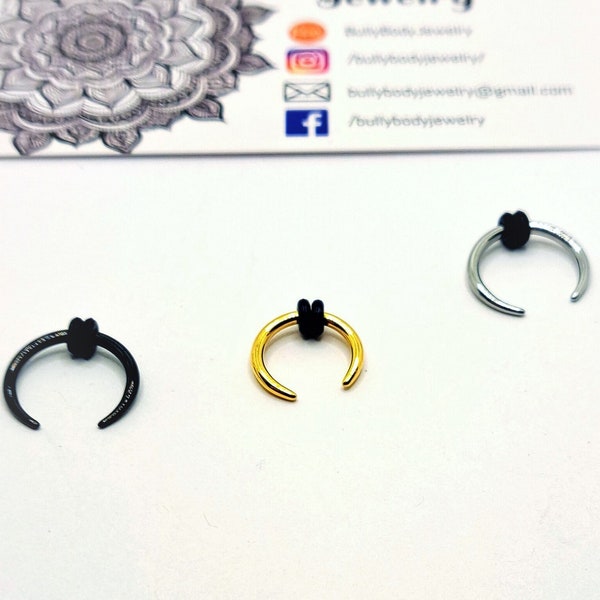 12G / 14G / 8G Gold Black Silver Pincher Horseshoe Septum Ring Steel Barbell - Nose Ear Stretching Piercing Metal Earring  Body Jewelry stud